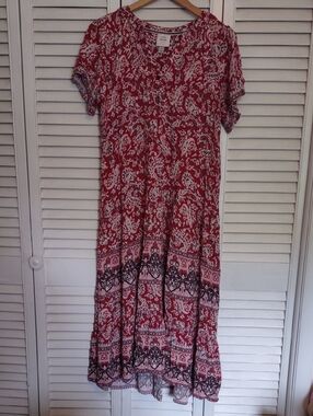 EUC Knox Rose Muted Red Paisley Dress Size Small S